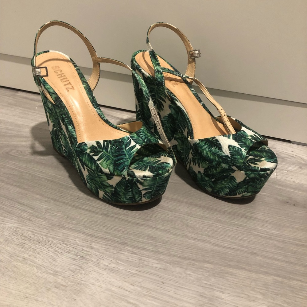 Schutz tropical print wedges